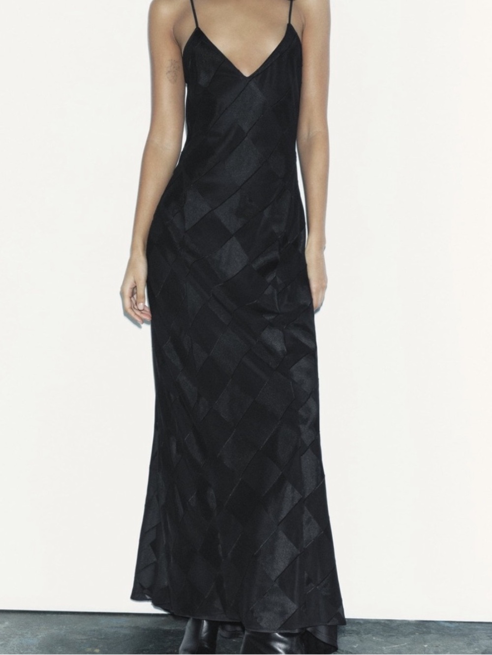 Zara Combination Diamond Pattern Slip Maxi Dress | S